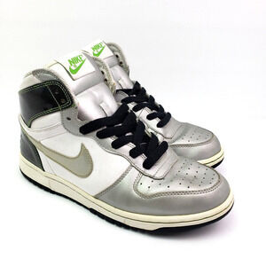 Nike Big Nike High LE Womens Size 9 Silver Black White Sneaker Shoes 358858-103